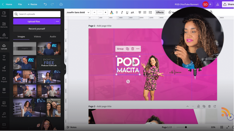 making a podcast banner in canva